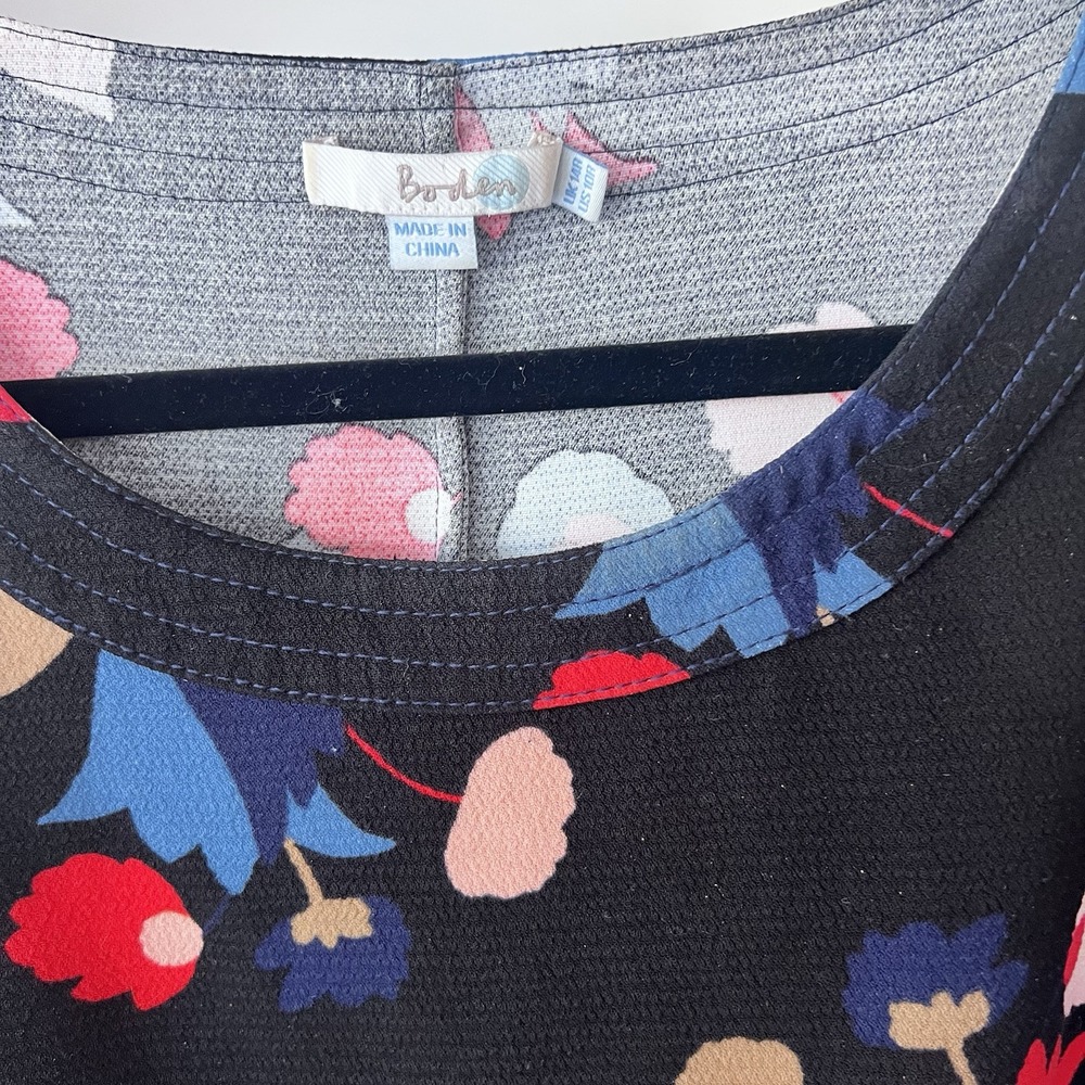 BODEN Sz 10 Alda Shift Dress Black Posey Mod Floral  Abstract‎ Artsy Bloomcore - Picture 6 of 8